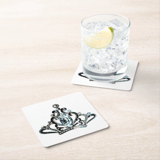 "Royal+Tiara" Rechteckiger Pappuntersetzer (Vor Ort)