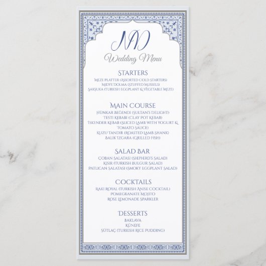 Royal Turkish Wedding Menu Card Menükarte (Vorderseite)