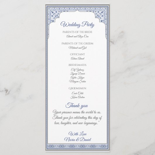 Royal Turkish Wedding Program Card Programm (Rückseite)