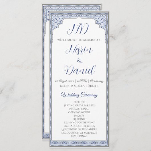 Royal Turkish Wedding Program Card Programm (Vorne/Hinten)