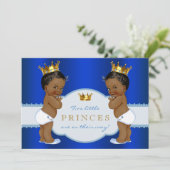 Royal Twin African American Prince Baby Dusche Einladung (Stehend Vorderseite)