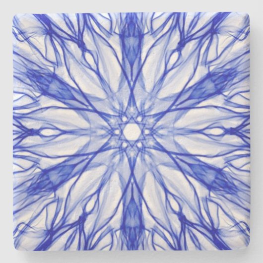 Royal und Mid Blue Fraktal Steinuntersetzer (Vorderseite)