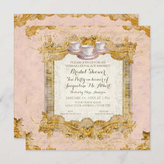 Royal Versailles Palace Teatro Party Brautparty Einladung (Vorne/Hinten)