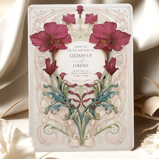 Royal Viktorianisch Burgundy Floral Wedding Einladung
