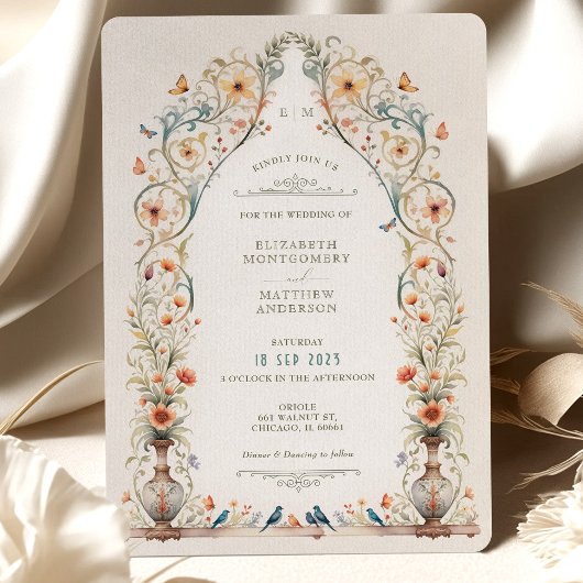 Royal Viktorianisch Butterflies Birds Wedding Einladung