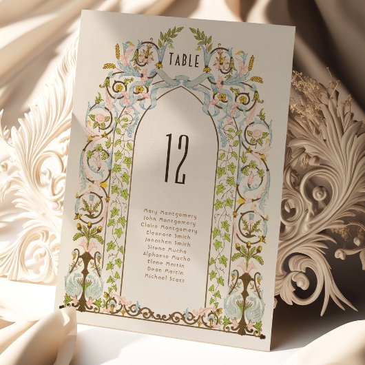 Royal Viktorianisch Floral Wedding Tischnummer Car