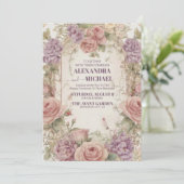 Royal Viktorianisch Wedding Whimsical Floral Ornam Einladung (Stehend Vorderseite)