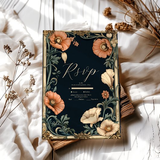 Royal Viktorianisch Wedding Whimsical Floral Weddi RSVP Karte