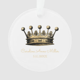 Royal Vintag Gold Crown Name Birth Date Keepake Ornament