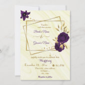 Royal violette Blumen geometrische Hochzeit Einladung (Vorderseite)