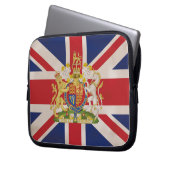 Royal Wappen auf Union Jack. Laptopschutzhülle (Vorderseite Links)