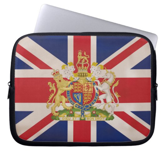 Royal Wappen auf Union Jack. Laptopschutzhülle (Vorderseite)