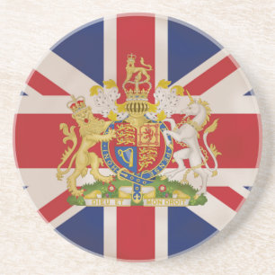 Royal Wappen auf Union Jack. Untersetzer