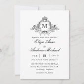 Royal Wappen Elegant Wreath Monogram Wedding Einladung (Vorderseite)