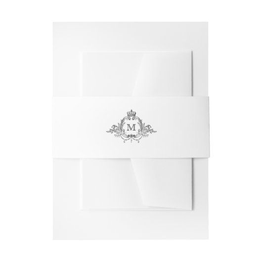 Royal Wappen Elegant Wreath Monogram Wedding Einladungsbanderole (Vorderseite Beispiel)