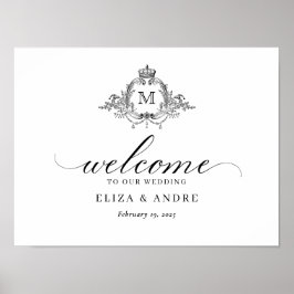 Royal Wappen Elegant Wreath Monogram Wedding Poster