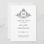 Royal Wappen Elegant Wreath Monogram Wedding Save The Date (Vorderseite)