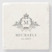 Royal Wappen Eleganth Wreath Monogram Steinuntersetzer (Vorderseite)