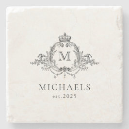 Royal Wappen Eleganth Wreath Monogram Steinuntersetzer