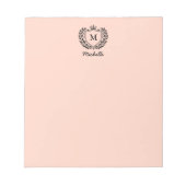 Royal Wappen Emblem Monogram Script Name Coral Notizblock (Vorderseite)