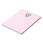 Royal Wappen Emblem Monogram Script Name Pink Notizblock (Rotiert)