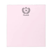 Royal Wappen Emblem Monogram Script Name Pink Notizblock (Vorderseite)