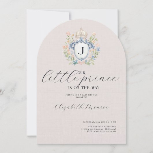 Royal Wappen Little Prince Baby Dusche Einladung (Vorderseite)