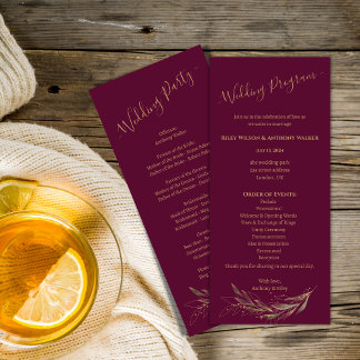 Royal Wedding burgundy All in One Wedding Programm