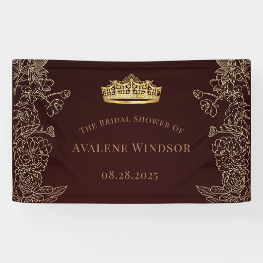 Royal Wedding Burgundy Gold Brautparty Banner (Horizontal)