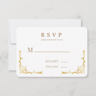 Royal Wedding Burgundy Gold Wedding RSVP Karte