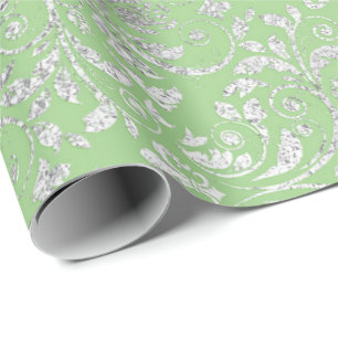 Royal Wedding Damask Mint Green Silver Vip Geschenkpapier