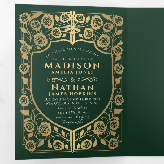 Royal Wedding Dreifach Gefaltete Einladung (Innen Erste Seite)