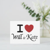 Royal Wedding I Heart Will & Kate Postcard Postkarte (Stehend Vorderseite)