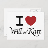 Royal Wedding I Heart Will & Kate Postcard Postkarte (Vorne/Hinten)