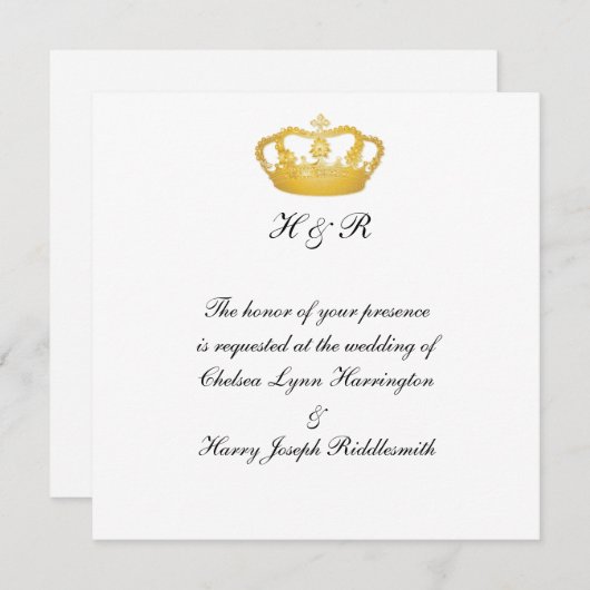 Royal Wedding II - Gold Einladung (Vorne/Hinten)