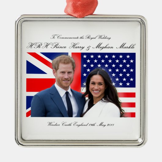 Royal Wedding Prince Harry und Meghan Markle Ornament Aus Metall (Vorne)