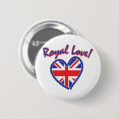 Royal Wedding, Royal Liebe, Union Jack Heart Button (Vorne & Hinten)