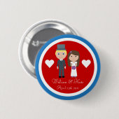 Royal Wedding William & Kate Niedlicher Cartoon Button (Vorne & Hinten)