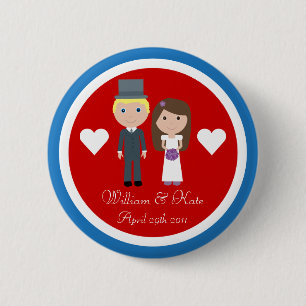 Royal Wedding William & Kate Niedlicher Cartoon Button