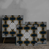 Royal White and Gold Mandala Baroque elegant flora Fliese