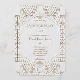 Royal White Gold Great Gatsby Bachelor Party Einladung