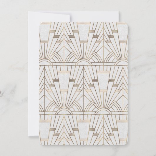 Royal White Gold Great Gatsby Save the Date Einladung (Rückseite)