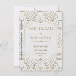 Royal White Gold Great Gatsby Save the Date Einladung