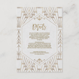Royal White Gold Great Gatsby Wedding Begleitkarte