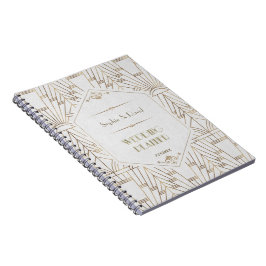 Royal White Gold Great Gatsby Wedding Planner Notizblock