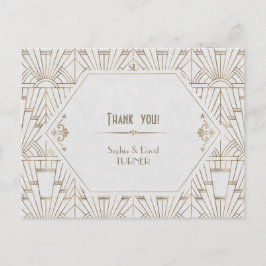 Royal White Gold Great Wedding Vielen Dank Postkarte