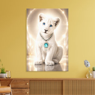 Royal White Lion Blue Sapphire Legacy Leinwanddruc Leinwanddruck