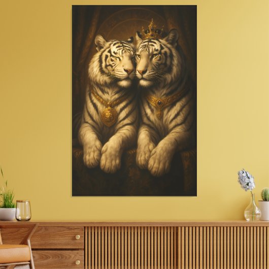 Royal White Tiger Couple • Fine Art Canvas Leinwanddruck (Insitu (Wohnzimmer))