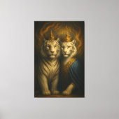 Royal White Tiger Couple – Flaming Crown Edition | Leinwanddruck (Vorderseite)