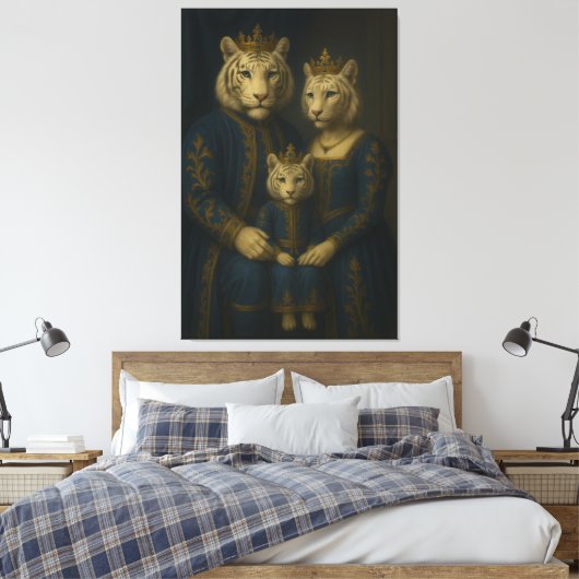 Royal White Tiger Family · Blue Sapphire Crown Can Leinwanddruck (Insitu (Schlafzimmer))